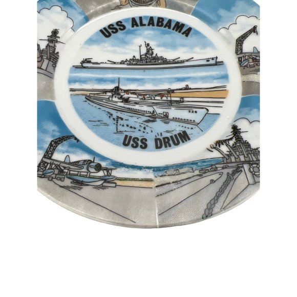 Vintage USS Alabama USS Drum Collectible Plate Arrow Jersey City Made in Japan - Picture 6 of 8